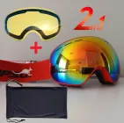 Гірськолижні Окуляри Червоні зі Змінною Жовтою Лінзою Лижні окуляри для дорослих та підлітків Copozz AoFuson Nipsu