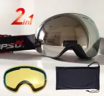 Гірськолижні Окуляри для Лиж Дзеркальні в Чорній Рамі + Змінна Жовта Лінза Лижні Окуляри для Сноуборда Copozz Nipsu Маски Лижні