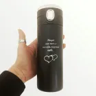 Термокружка з гравіюванням чорна: Нехай моє тепло зігріває тебе - напис можна змінити