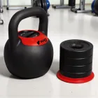 Модульна регульована гиря чавунна 5 в 1 розбірна WCG 24 кг з 5 рівнями ваги 16-24 кг для силових тренувань Чорний з червоним