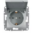 Розетка Schneider-Electric Asfora Plus із кришкою, заземленням алюміній