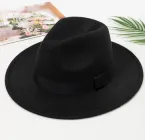 Шляпа федора зі стійкими полями зі стрічкою унісекс 56-58 чорний 01069