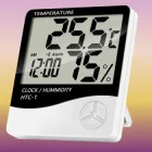 Електронний кімнатний термометр з гігрометр HTC-1 годинник будильник календар ЖК дисплей Білий