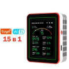 Детектор монітор якості повітря Tuya WiFi 15-в-1 з TFT-дисплеєм Аналізатор з керуванням через додаток Білий