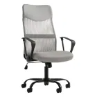 Крісло комп'ютерне FC-033 Сітчаста тканина + еко-шкіра, чорна металева основа, Сірий
