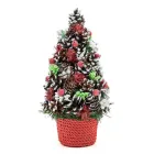 Різдвяна декоративна ялинка GALA DECOR зі шишок та декору 25 см з лед підсвіткою на червоній підставці Е2511К