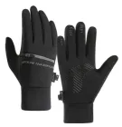 Зимові рукавички сенсорні чоловічі спортивні водонепроникні флісові чорні (для активного відпочинку та спорту) (YD127) р. L з кишенею
