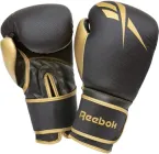 Боксерські рукавиці Reebok Boxing Gloves 10 унцій Чорно-Золоті (885652010962)