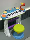 Піаніно-синтезатор дитячий Limo Toy 24 клавіші 8 мелодій на ніжках зі стільчиком Блакитний (7235 A)