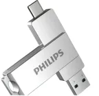 Флешка Двостороння Брелок Поворотна 2 в 1 для ПК та телефону PHILIPS 60UT USB 3.2 + Type-C OTG 128 гб Super Speed ​​150Mb/s