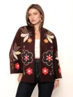 Жіноча вишиванка-жакет ESQ Квітуча M Коричневий (ESQ6078K)