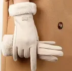 Рукавички сенсорні жіночі зимові екозамш Okpoint на хутрі молочні one size (142811M)