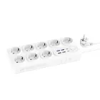 Подовжувач із захистом від перенапруги Moxom MX-ST22 14 IN 1 Power Strip з 2 PD/QC 2500 Вт, 8 розетками та 3 USB для кількох пристроїв, 2 М. Білий