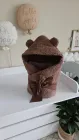 Плед-конверт на виписку з капюшоном шоколадний плюш Тедді ~80х80 см, м’яке хутро, для прогулянки, для хлопчика, для дівчинки, повсякденний, теплий, стрічка в подарунок