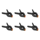 Затискачі пружинні пластикові (струбцини), комплект 6 шт, 7х5 см, розкриття до 3 см, Black-Orange