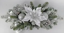 Новорічна композиція (екібану) "Крижана Пуансеттія" 60 см