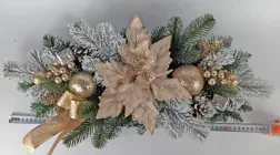 Новорічна композиція (екібану) "Золота Пуансеттія" 60 см