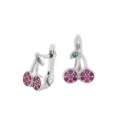 Срібні сережки дитячі Вишеньки з кольоровими фіантами