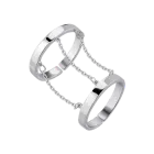 Срібне каблучка на фалангу Підвійна з трьома ланцюжками без каменів