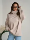 Светр зимовий оверсайз жіночий ISSA PLUS 13621 L Бежевий (issa2007682627721)