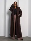 Пальто осіннє довге жіноче ISSA PLUS 15048 XL Темно-коричневе (issa2007682678488)