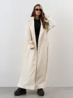 Пальто осіннє довге жіноче ISSA PLUS 15324 M Молочне (issa2007682752171)