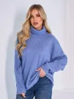Светр в'язаний зимовий оверсайз жіночий ISSA PLUS 13763 M Світло-блакитний (issa2007682673360)