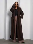 Пальто осіннє довге жіноче ISSA PLUS 15048 L Темно-коричневе (issa2007682678471)