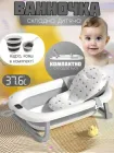 Ванночка дитяча складна з матрасиком для купання, з термометром, та зливом, для новороджених та немовлят з ковшем та відром