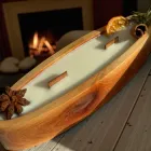 Соєва Свічка 130 мл. в дерев'янному кашпо з дерев'яним ґнотом, що тріщить, аромат Christmas Hearth (Різдв'яне вогнище)