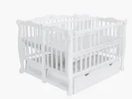 Дитяче ліжечко для двійні Goydalka Duo, відкидна/рухома боковина, фарбоване, з шухлядами (Білий)