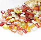 Набір шматочків мозаїки скло неправильної форми 250 грам колір мікс червоний, жовтий та помаранчевий (3259)