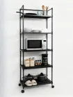 Універсальна підлогова етажерка-стелаж для зберігання з роликами 120х50х26 см, 5-ярусів, візок для кухні, ванної кімнати, Чорна (9196654310)