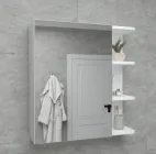 Навісна настінна тумба 640х620х208 мм із полицями та дверками та дзеркалом у ванну чи салон (A-51) Білий