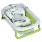 Дитяча ванночка для купання новонародженої дитини немовлят ванна складна з термометром зі зливом і вкладишем подушкою на ніжках Grass Green дитячі ванночки для новонароджених дітей
