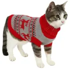 Светр для котів (кішок) Олені XS Червоний