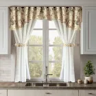 Штори льон з квітковим ламбрекеном Adagio Windows Decor Занавіска Левада у бежевому кольорі 280х170 см