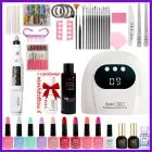 Стартовий набір для апаратного манікюру та педикюру, великий - (Фрезер-ручка, Лампа USB 48Вт, 10гель-лаків, база, топ, розхідники) + праймер 15мл у подарунок