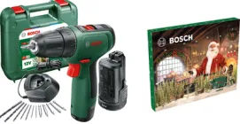 Набір Акумуляторний дриль-шурупокрут Bosch EasyDrill 1200 2 акумулятори + набір свердел і біт + Новорічний подарунок адвент календар Bosch Advent Calendar 41 шт