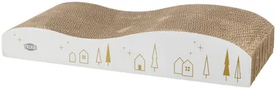 Кігтеточка-хвиля Trixie для котів Різдвяна картонна 43.5 х 8 х 20 см Біло-золота (4011905663692)