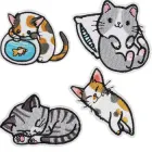 Нашивки милі Котики на одяг латки термоаплікація патч 4шт Набір Різнокольорові