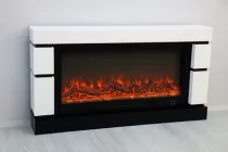 Електричний камін Logos Long 158 1500Вт Bluetooth звук потріскування дров White with black (10080144)