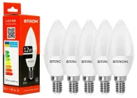 Світлодіодна лампа ETRON 12 Вт C37 E14 4000K (5-ELP-828) 5 шт