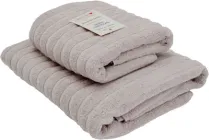 Набір 2 жакардові рушники Lovely Svi для ванної, готелів, СПА 70х140 см + 50х90 см Oxford Stripe Cool grey (351124) (6903511241051)