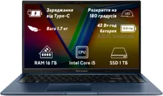 Ноутбук ASUS Vivobook 15 X1502VA-BQ737 (90NB10T1-M01AF0) Quiet Blue / 15.6" IPS Full HD / Intel Core i5-13420H / RAM 16 ГБ / SSD 1 ТБ