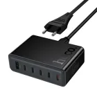 Адаптер мережевий HOCO Modern PD 6-port desktop charger C150A |1USB/5Type-C, 45W/3A, PD/QC| Black