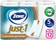 Туалетний папір Zewa Just 1 5 шарів Білий 12 рулонів (7322542591499)