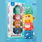 Розвиваюча іграшка дитячі кубики з тваринками жабка Монтессорі – ігровий набір з 4 великих інтерактивних кубиків стикуються у вежу для розвитку моторики логіки дітей та малюків