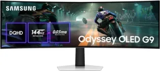 Монітор 49" Samsung Odyssey OLED G9 G910 (LS49DG910SIXUA) QD-OLED Super UltraWide / 144Hz / 0.3 ms / Quantum Dot Color / 10-Bit / 99.5% PCI-P3 / DisplayHDR True Black 400 / FreeSync Premium Pro / G-Sync Compatible / HAS / Speakers 5W