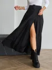 Спідниця довга осіння жіноча ISSA PLUS 14837 S Чорна (issa2007682628438)
